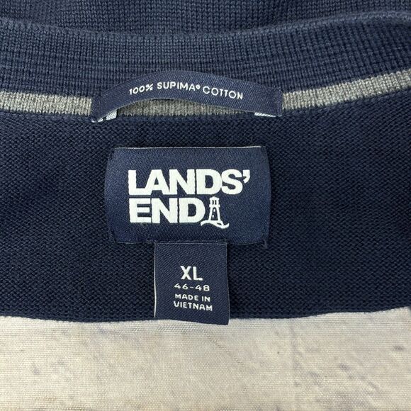 Lands' End Men Supima Cotton Cardigan Sweater Size XL X-Large Blue C052 -9 - Picture 5 of 14